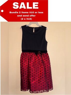 Emily West Sleeveless Black Burgundy Girl’s Dress -  XXL (20.5)